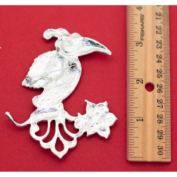 Vintage Floral Art Nouveau Brooch in Silver Tone - F30 - Picture 2 of 2